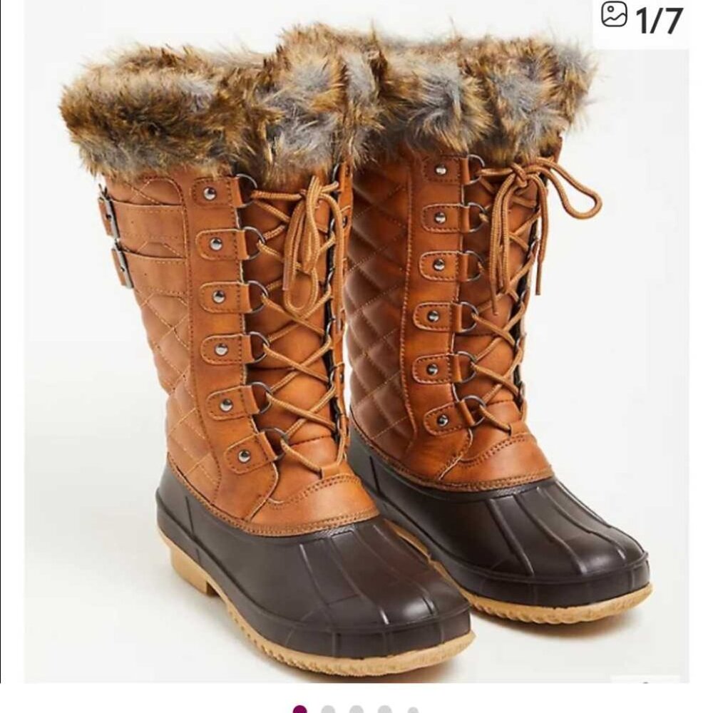 8 NWT Torrid Brown Water Resistant Lined Faux Fur Winter Boots Wide